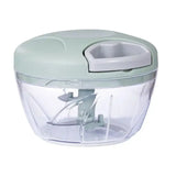 a small food processor with a plastic lid