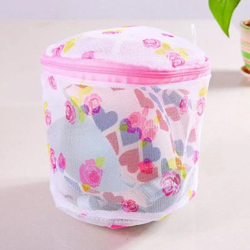 a small mesh bag with flowers on it