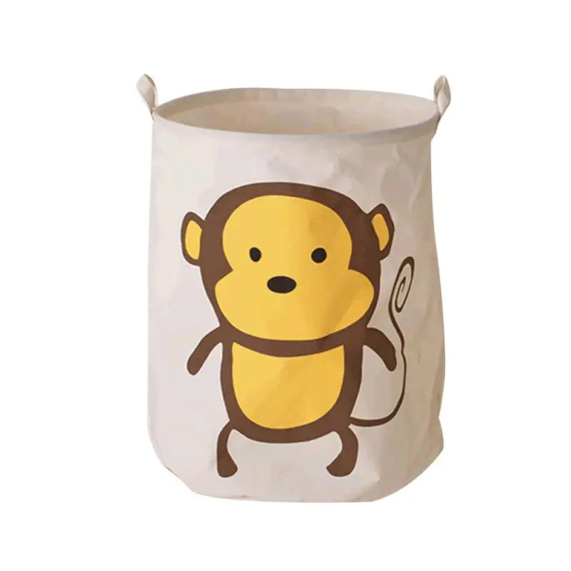 a small white storage bag with a monkey design