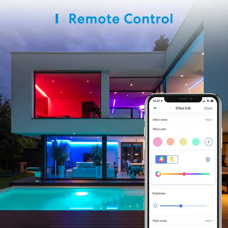 a smart home with the app on the screen