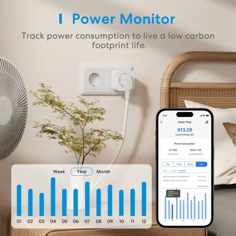 A smart home automation device with a plant on the side