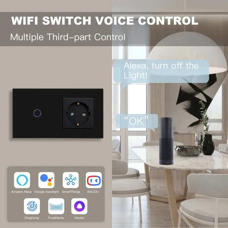 A smart home automation device with the text, `’wi switch control ’