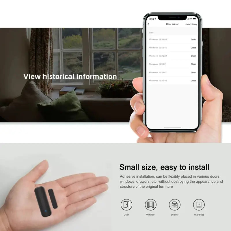 the smart home security device is shown in a hand