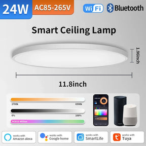Smart ceiling lamp with adjustable color temperature and smart home integration.