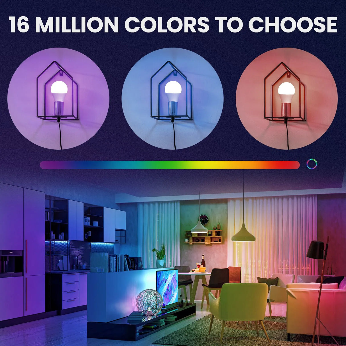 Color-changing smart light bulbs.