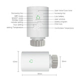 Smart radiator thermostat with dimensions.