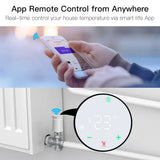 Smart thermostat controlled by a smartphone.