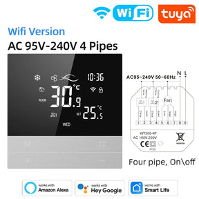 Smart thermostat with wiring diagram.