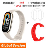 a smart watch with a red band and a white wristband