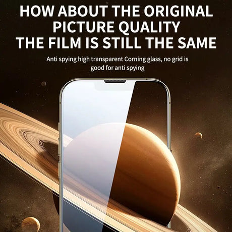 a phone with the text, ` ` ’, and an image of saturn