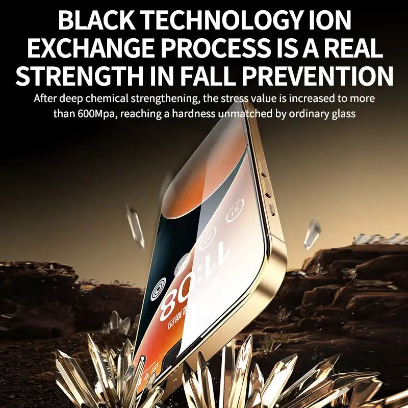 a smartphone with the text black technology, exage, and strength in all prevention