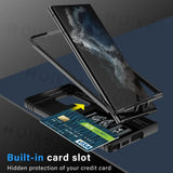 Smartphone case with a built-in hidden card slot for storing credit cards.