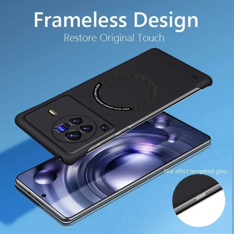 Smartphone case with a circular cutout and camera lens openings.