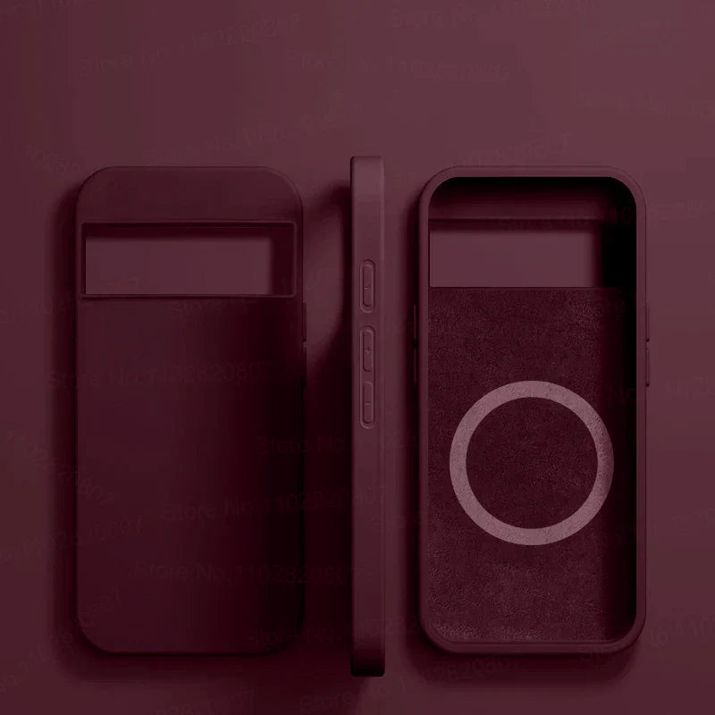 Smartphone case with a circular design element on its surface.