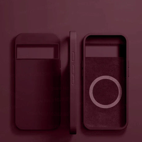 Smartphone case with a circular design element on its surface.