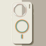 Smartphone case with a circular design featuring rainbow-colored rings.