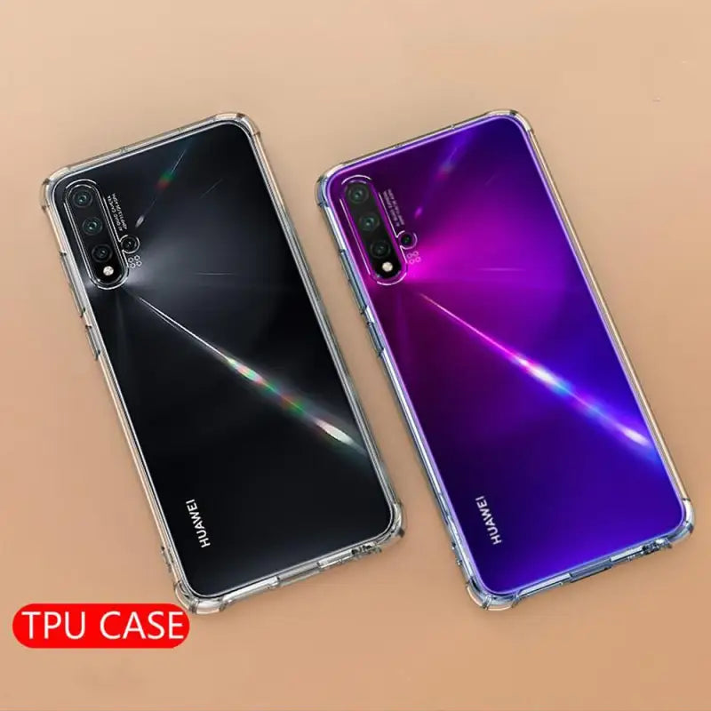 two samsung galaxy note 10 cases with a purple and blue design