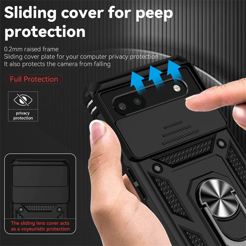 Smartphone case with a sliding cover to protect the camera lens for privacy.