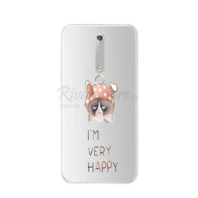 Smartphone case with grumpy cat design.