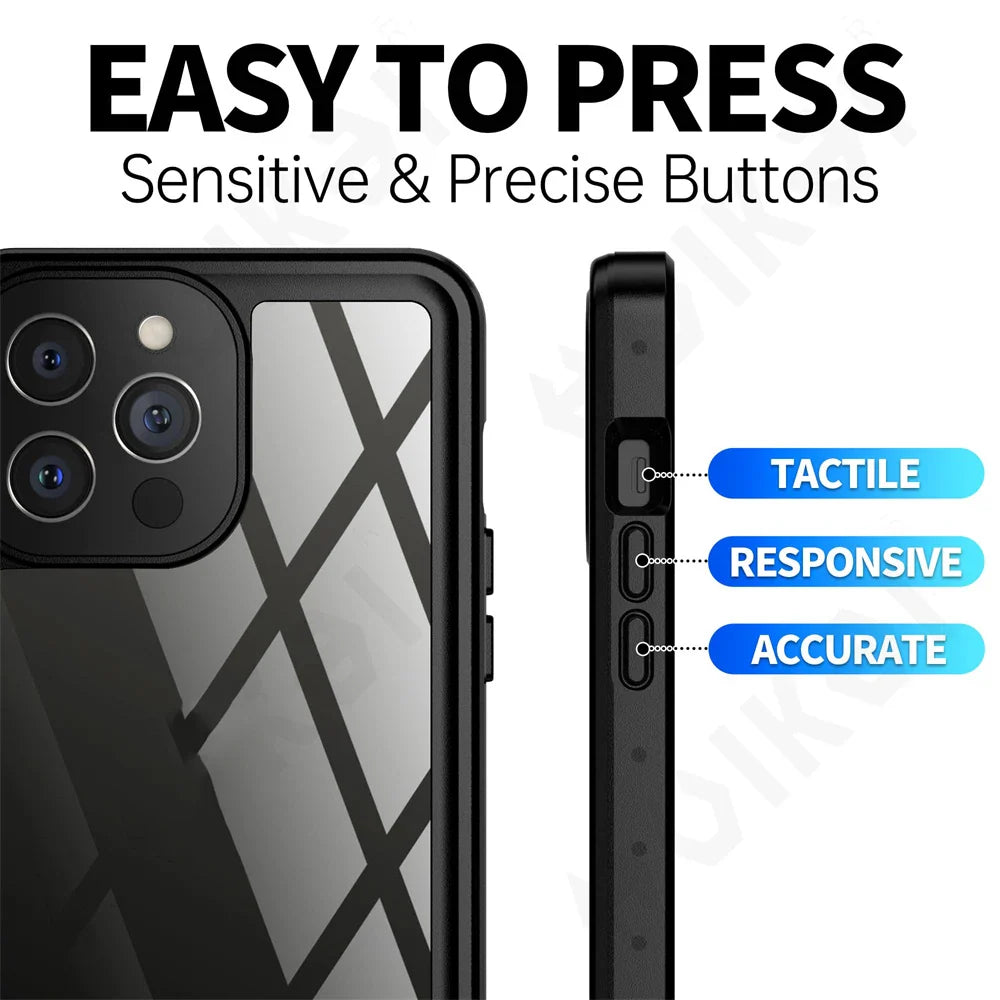 Shockproof IP68 Waterproof Case For iPhone 15 14 13 12 11 Pro Max XR XS Plus 8 7 2022 Metal Aluminum Phone Luxury Cover