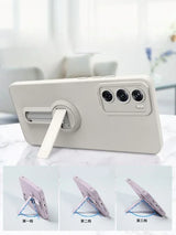 A smartphone case with an integrated, adjustable kickstand.