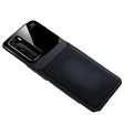 Smartphone case with a leather-textured back panel and a glossy camera area.