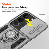 Luxury Armor Case with Magnetic Ring Holder Stand For VIVO Y35 V30 V29 S17 Anti Drop Sliding Lens Protective Car Cover