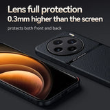 Smartphone case with raised camera lens protection and textured back surface.