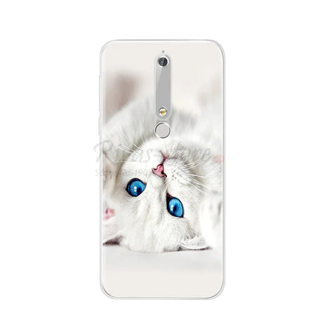 Smartphone case with a white cat.