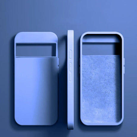 Smartphone cases with a minimalist design, featuring rounded corners and a window cutout.