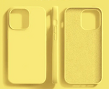 Smartphone cases in a pale yellow color.