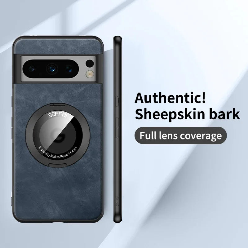 Smartphone with a distinctive circular camera design and lens coverage feature.