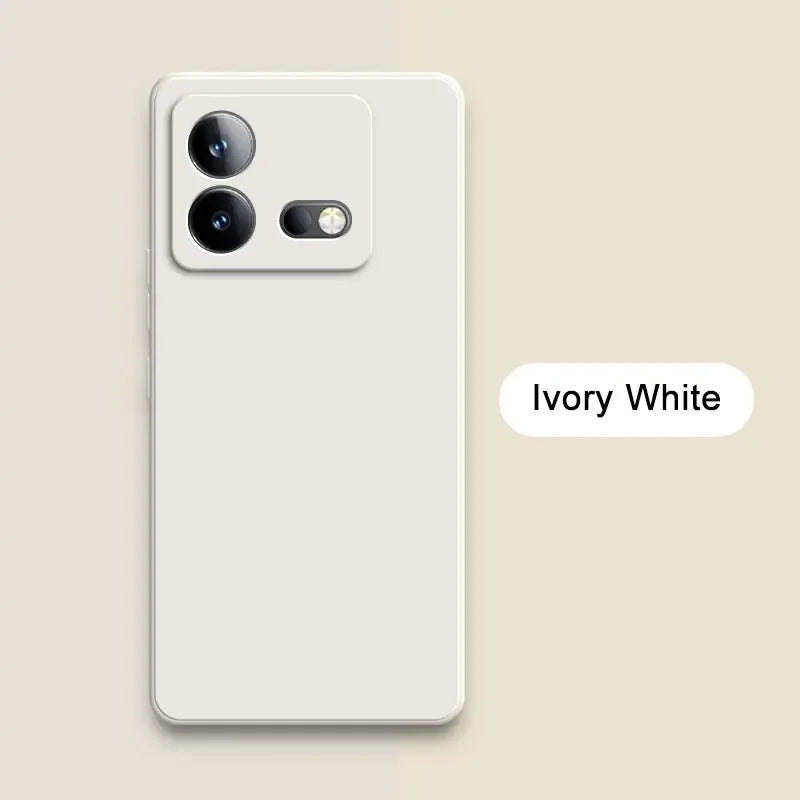 Smartphone with dual rear cameras in an ivory white color.