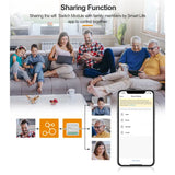 A smartphone with a family sitting on the couch