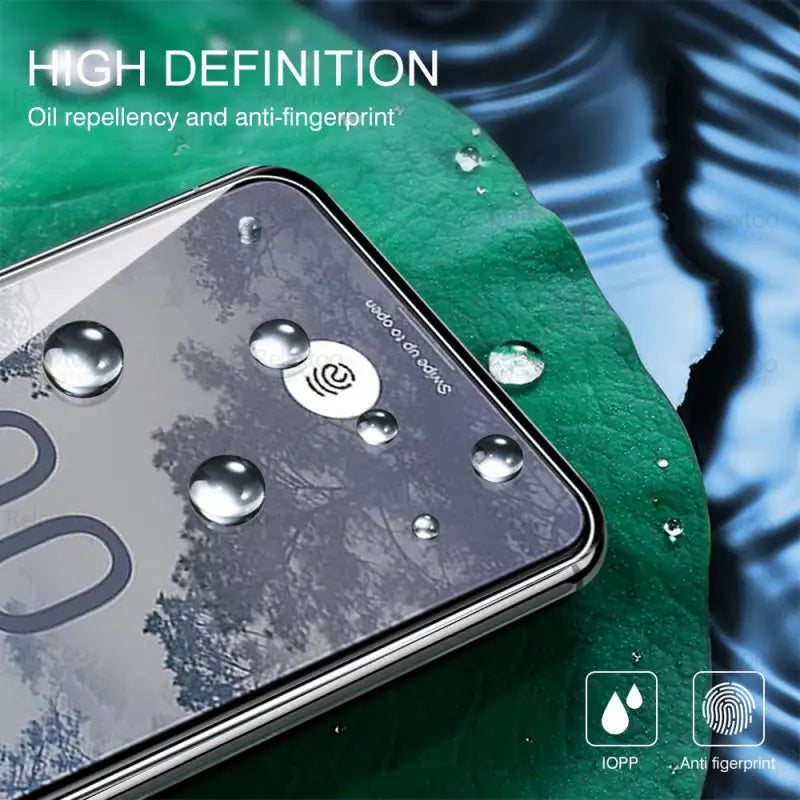 a smartphone with water droplets on it