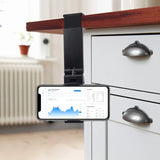 a smartphone mounted on a kitchen counter