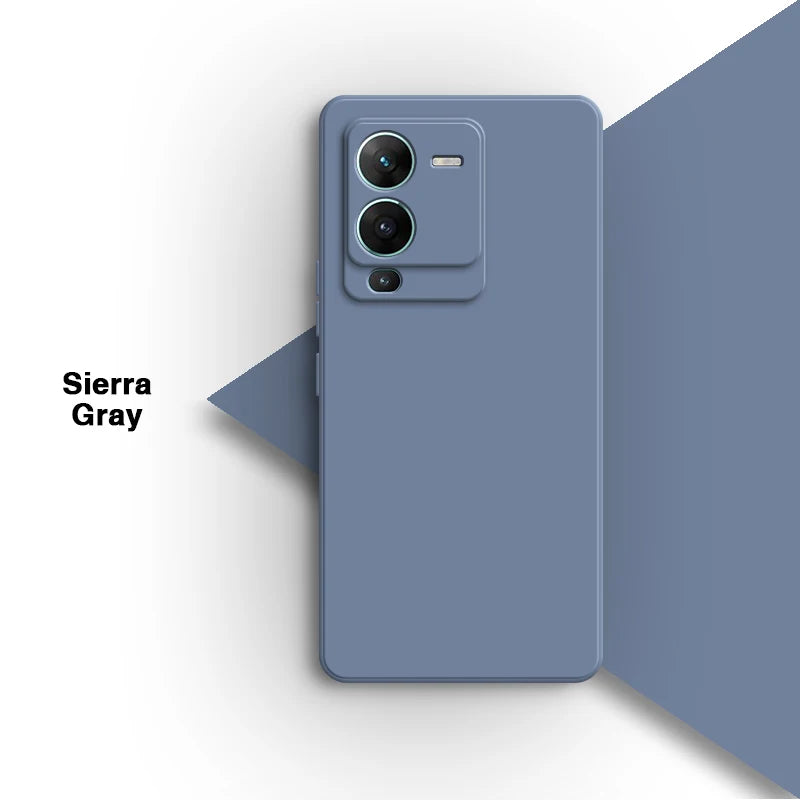 Smartphone in a matte gray color with dual rear cameras.