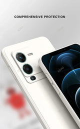 Smartphone with multiple camera lenses and a screen displaying a circular design.