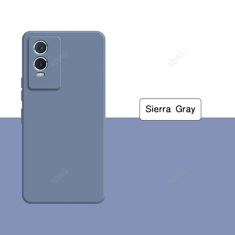 Smartphone in a muted blue-gray color with dual rear cameras.