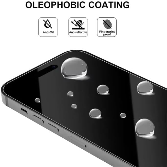 A smartphone with an oleophobic, anti-reflective, and fingerprint-proof screen.