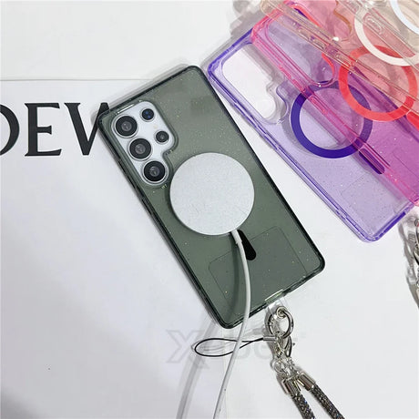 Smartphone with charging pad.