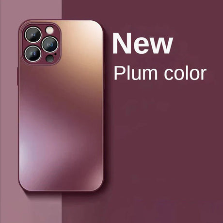 Smartphone in a new plum color with multiple camera lenses.