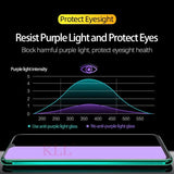 a smartphone with the text, `’rest purple light and protect eyes ’