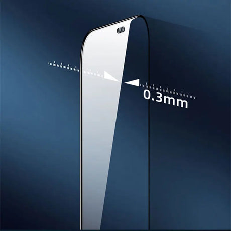 a smartphone with a glass screen and a ruler