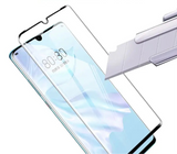 Smartphone screen protector being applied to a device.