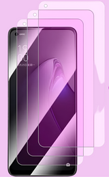 Smartphone screen protector with multiple layers shown in purple tones.