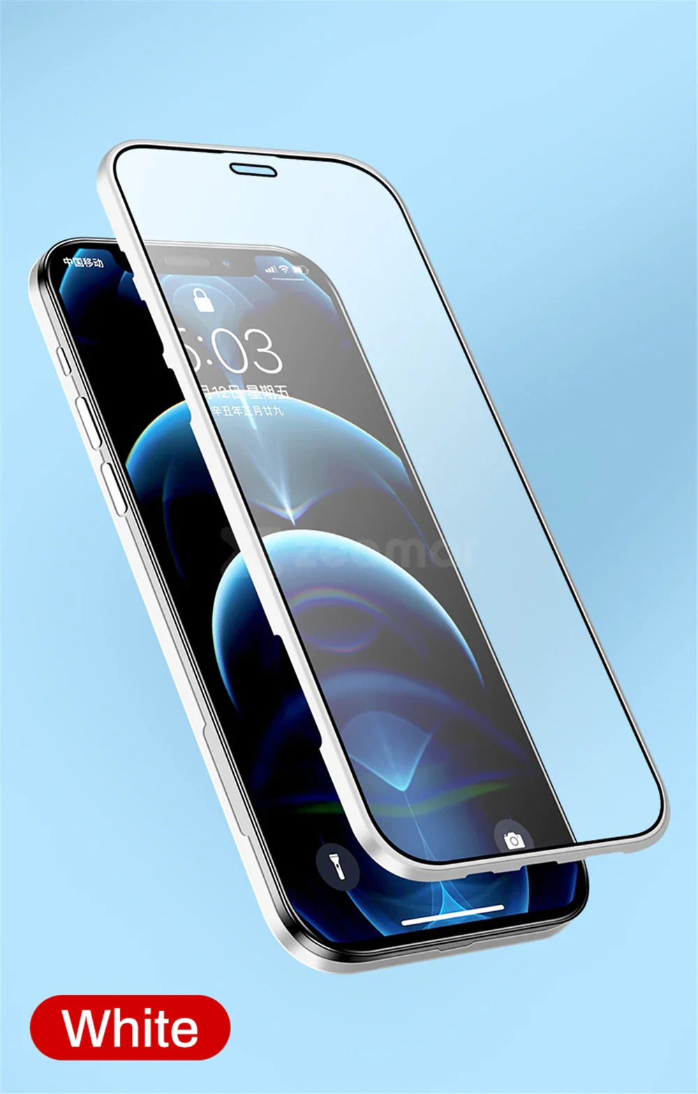 Smartphone screen protector or tempered glass cover for an iPhone.