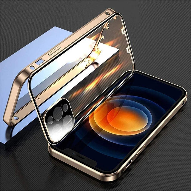 Shockproof 360 Full Protection Metal Magnetic Closure Case For iPhone 12 13 14 15 Pro Max Lens Protection Cover