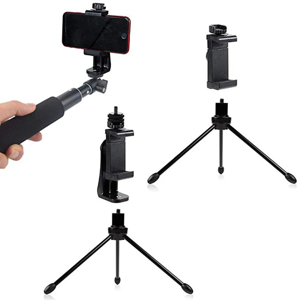 Adjustable 360 Degree Rotating Tripod Mount for Mobile Phone - Camera Tripod Stand Phone Holder