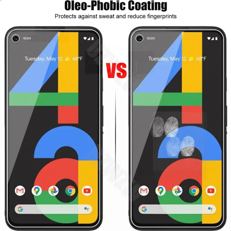 two smartphones with google logo and google logo